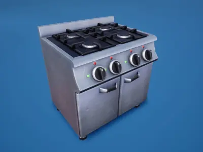 Commercial Kitchen Stylized Low-poly 3D model