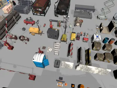 Industrial Construction Site 3D Asset Pack PBR Textured Low-poly 3D model