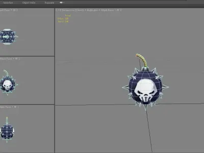 Rivet bomb with skull Low-poly 3D model