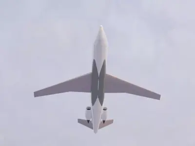 Fictional V-Tail Tri-Jetliner Concept - Non-IP Asset Low-poly 3D model
