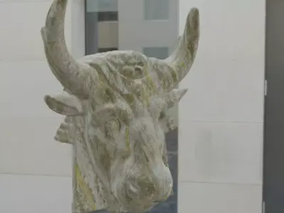 Ox head in rock material Free low-poly 3D model