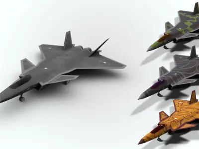 5in1 j20 su24 su35 su47 b2 aircraft low poly Low-poly 3D model