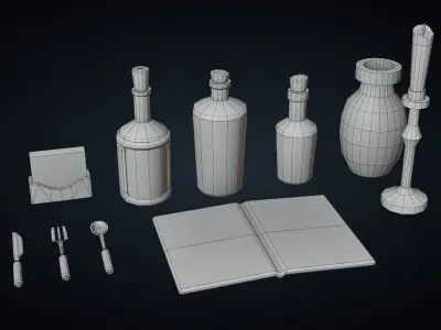 Table Decoratives - Stylized Kitchen Pack - Part 8 Low-poly 3D model