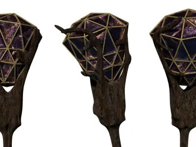 Gem Stone Forest Staff Wood Wizard Mage Medieval Cane PBR Low-poly 3D model
