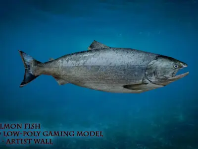 Salmon Fish Lowpoly 3D Gaming model Low-poly 3D model
