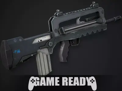 Famas F-1 Assault Rifle - Low Poly Game Ready Low-poly 3D model