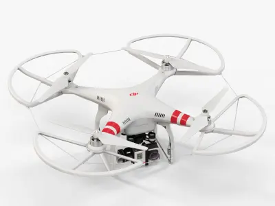 DJI Phantom 2 Quadcopter with Prop Guard and GoPro HERO3 Low-poly 3D model