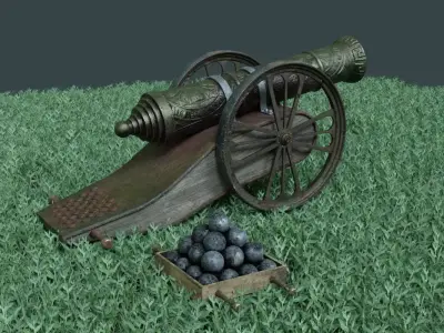 Cannon ceremonial black dust with projectile 3D model