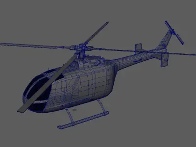 Lowpoly BO-105 Helicopter 3D Model Low-poly 3D model