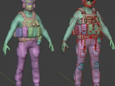 US SOF Soldier Low-poly 3D model