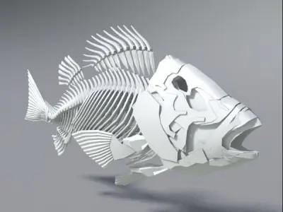 Perch fish skeleton Low-poly 3D model