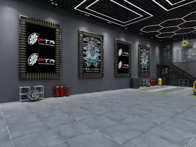 Auto repair shop Low-poly 3D model