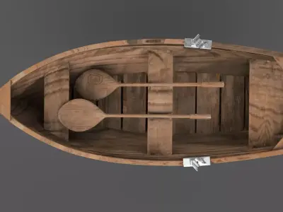 Canoe with Paddle Low-poly 3D model