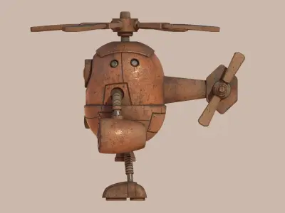 Stylized Helibot Cartoony Robot Low-poly 3D model