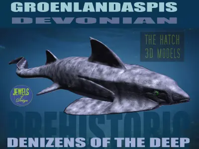 groenlandaspis shark Low-poly 3D model