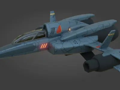 Sci-Fi Fighter Jet - Low Poly - Game Ready - PBR Low-poly 3D model