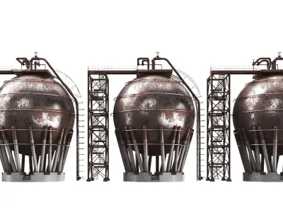 Detailed Rusted Oil Storage 3D model