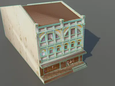 Phuket-Oldtown-3 building Low-poly 3D model