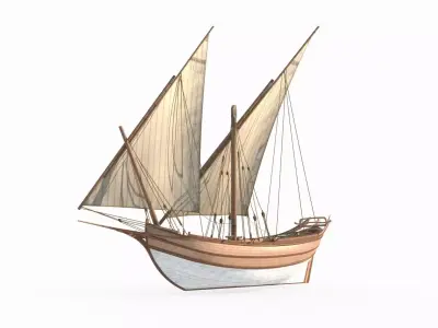 Medieval sailboats and warships 3D model