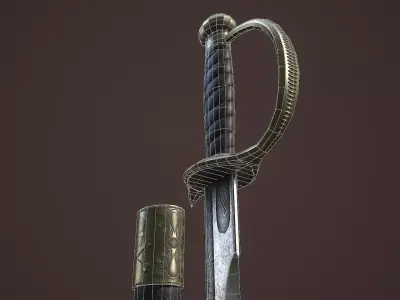 Pirates Cutlass Sword And Sheaf Free 3D model