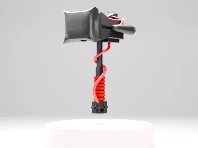 Futuristic Energy Hammer low poli Game Ready 3D Weapon Model Low-poly 3D model