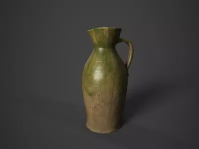 Medieval Green glazed Jug Low-poly 3D model
