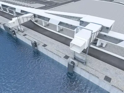 Port Gangway Set Low-poly 3D model