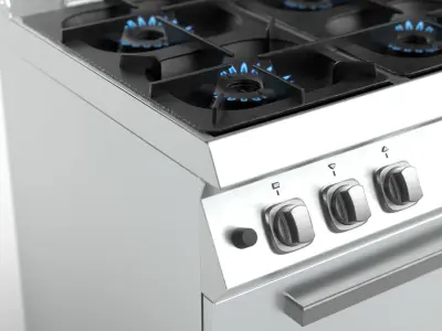 Commercial Gas Range with Oven 3D model