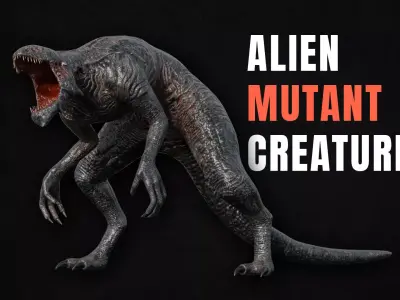 Mutant alien creature Low-poly 3D model