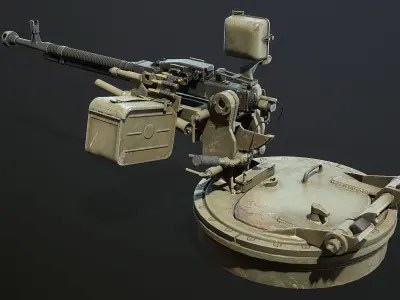 DShK Machine Gun Turret for ASU-85 Low-poly 3D model