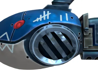 Stylized shark gun Low-poly 3D model