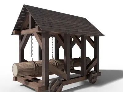 Battering ram medieval Low-poly 3D model