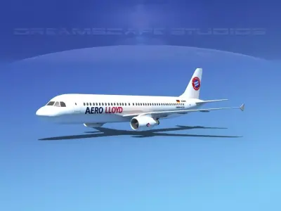 Airbus A320 LP Aero Lloyd Low-poly 3D model