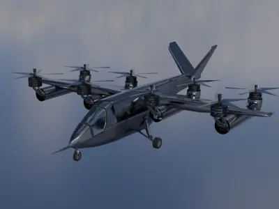 Low Poly Vertical Aerospace VX4 eVTOL  Game-Ready 3D Model Low-poly 3D model