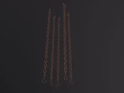 Old Chain with Hook 3D Model Low-poly 3D model