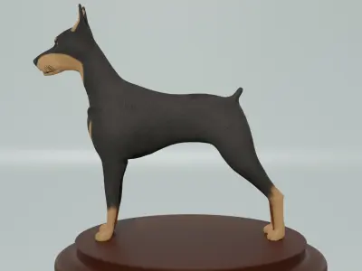Cartoon Dog  Doberman Low-poly 3D model