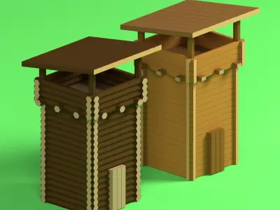 Low Poly Wood Tower 2 Low-poly 3D model