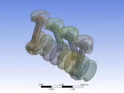 Piston and connecting rod 3d CAD model in engineering 3D model