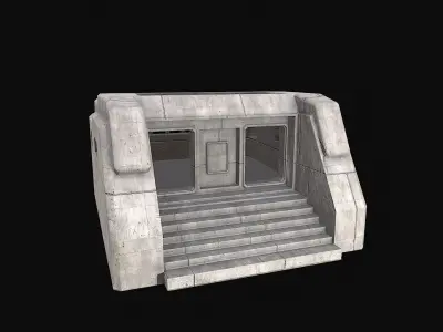Military Concrete Bunker Base 6 Low-poly 3D model