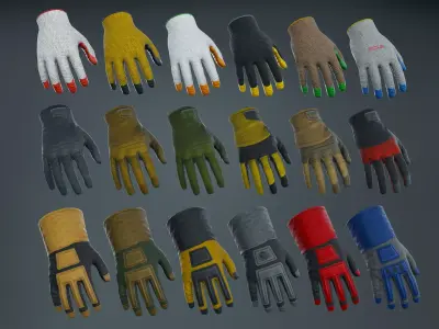 Worker gloves Low-poly 3D model