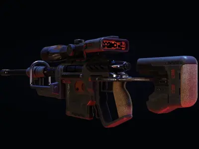 Sci-fi gun  Low-poly 3D model get