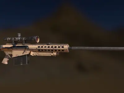Barret M107 Desert damaged or clean 3D model