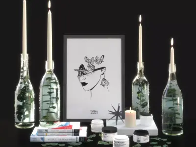 Decorative set with candlesticks 3D model