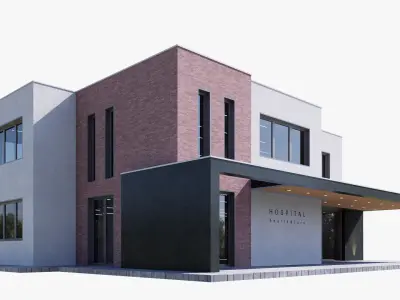 hospital commercial building Low-poly 3D model