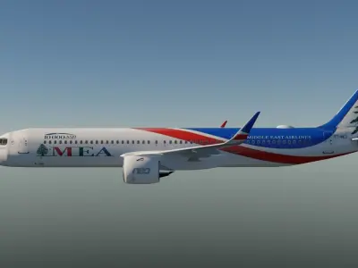 Middle East Airlines A321 Neo 321 nx more liveries in desc Low-poly 3D model
