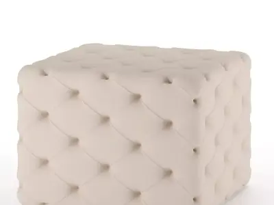 Chesterfield Leather Pouf-Ottoman 3D Model-Tufted Square Design Free 3D model