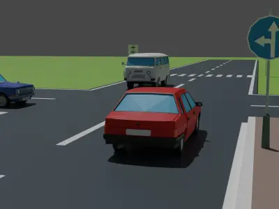free Ukraine road roadsign cars Free low-poly 3D model