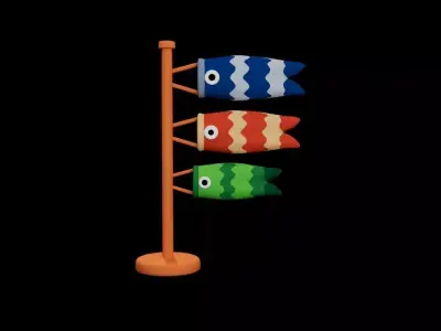 Koinobori Low-poly 3D model