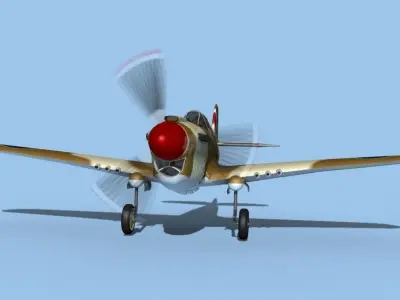 Curtiss P-40N Tomahawk V01 RAF 3D model