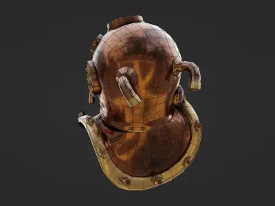 Old Diving Helmet Low-poly 3D model